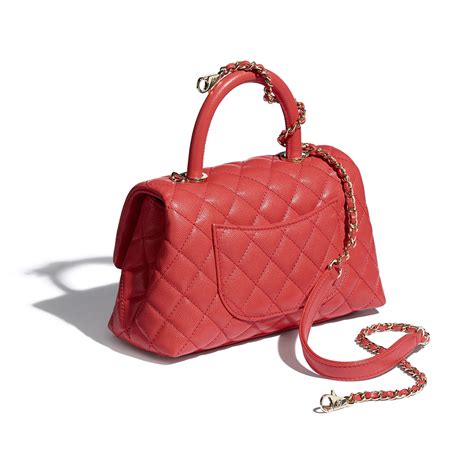 chanel top handle bag red|25cm Chanel flap bag.